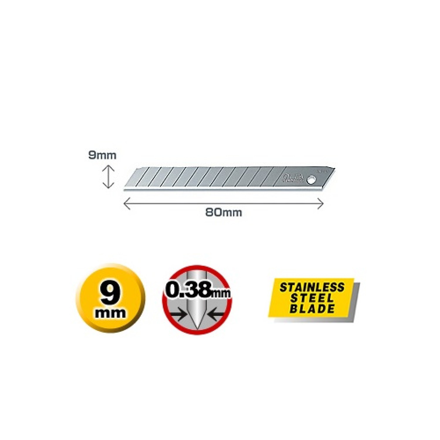 Olfa AB-10S Stainless Steel Blade Dimentions